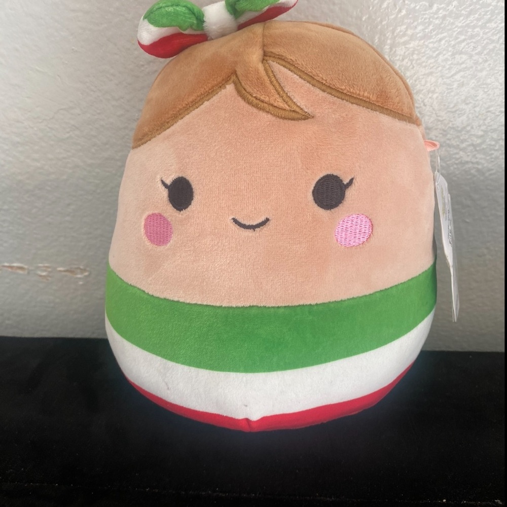 Cute Plush Toy with Green and Red Stripes